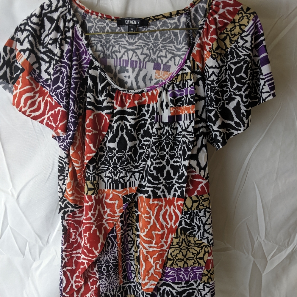Elementz multi-color tiered blouse